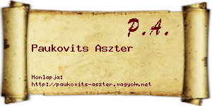 Paukovits Aszter névjegykártya